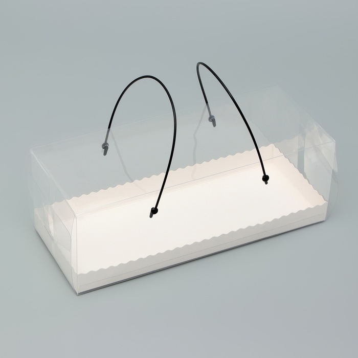 Коробка под рулет с ручками, белая 27,5 х 11 х 10 см. Кондитерская упаковка Коробка под рулет с ручками, белая 27,5 х 11 х 10 см. Кондитерская упаковка