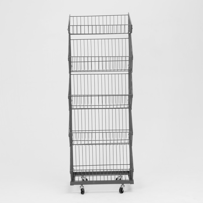 Накопитель разборный на колесах, 5 корзин, 50×43×147, цвет серый