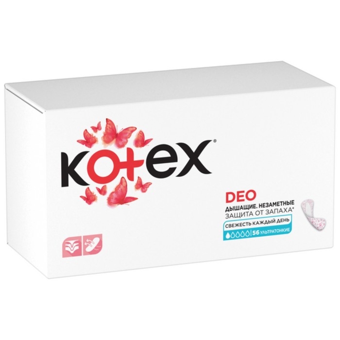 Ежедневные прокладки Kotex, ультратонкие део, мультиформ 56 шт. Ежедневные прокладки Kotex, ультратонкие део, мультиформ 56 шт.