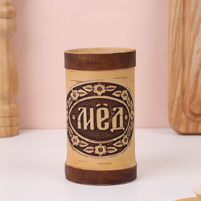 Туес «Мёд»,  6×6×15 см, береста