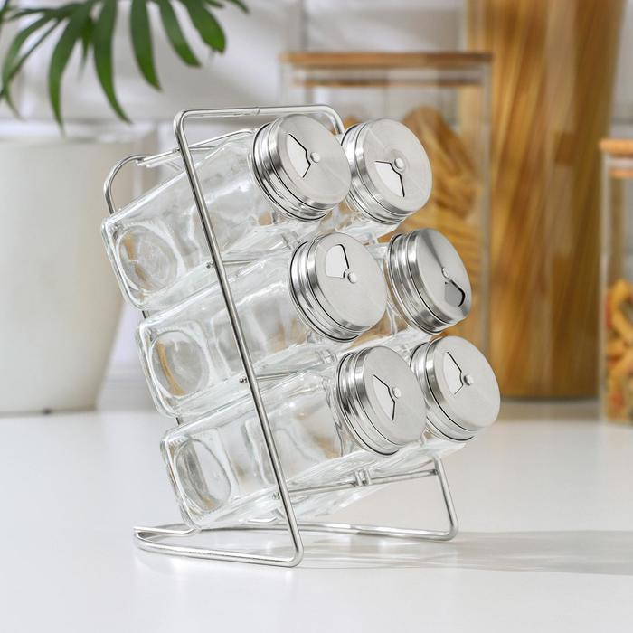 Набор для специй на подставке &laquo;Лесенка&raquo;, ёмкость, 4,5&times;10,5 см, 6 шт