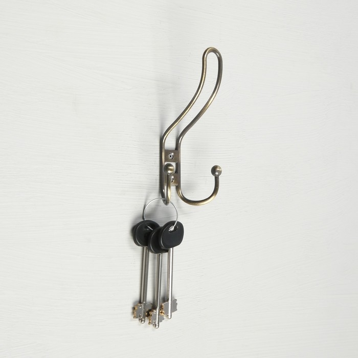 Крючок мебельный ТУНДРА TKT002, трехрожковый, бронза Крючок мебельный ТУНДРА TKT002, трехрожковый, бронза