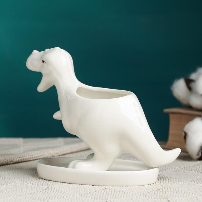 Горшок Горшок "Тирекс" белый, 14х6,5х11см