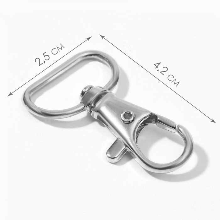 Карабин металлический, 42 × 25 мм / 20 × 3 мм, 10 шт, цвет серебряный Карабин металлический, 42 × 25 мм / 20 × 3 мм, 10 шт, цвет серебряный