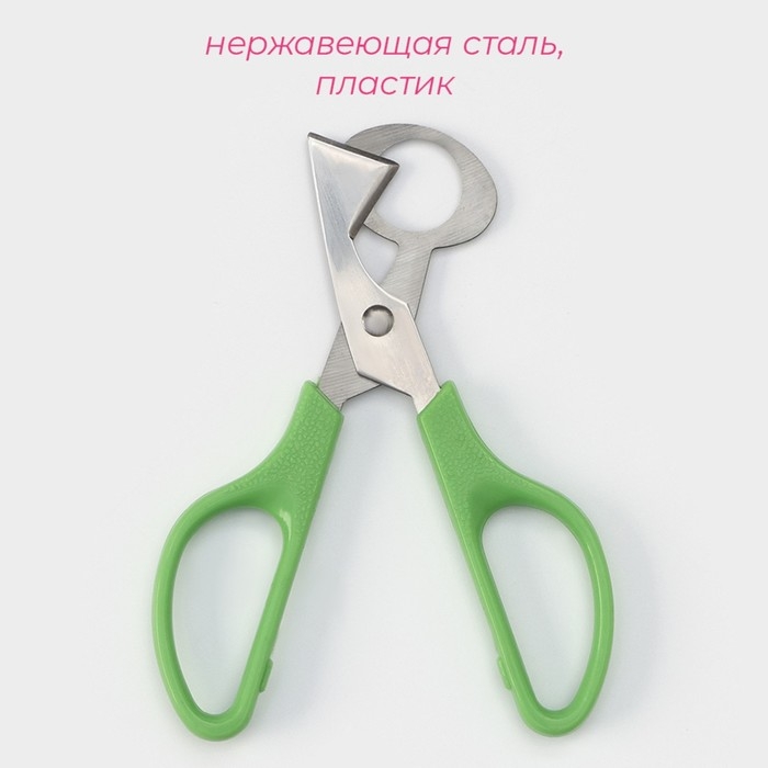Ножницы для перепелиных яиц Доляна, 14×6 см, цвет зелёный Ножницы для перепелиных яиц Доляна, 14×6 см, цвет зелёный