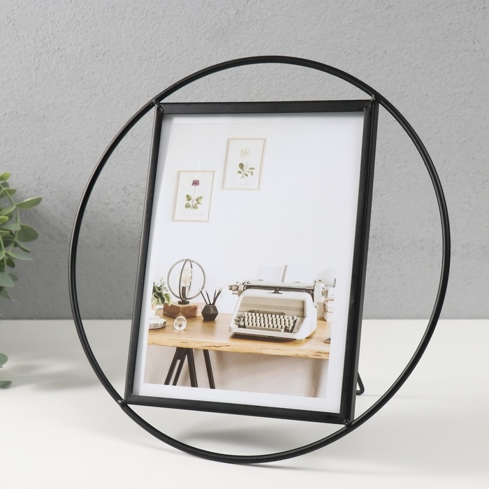 Фоторамка металл на 1 фото 15х20 см Фоторамка металл на 1 фото 15х20 см "Лофт. Круг" черный 26,8х26,8х2 см