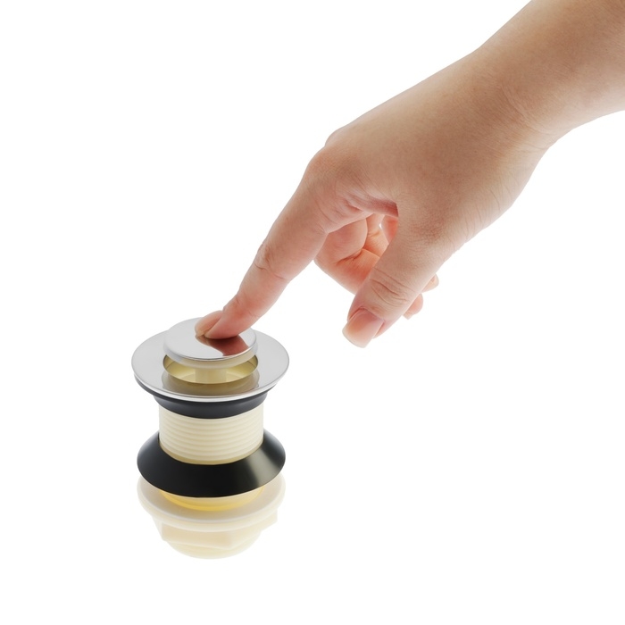 Донный клапан ZEIN B3, корпус пластик, малая кнопка, нержавеющая сталь, без перелива Донный клапан ZEIN B3, корпус пластик, малая кнопка, нержавеющая сталь, без перелива