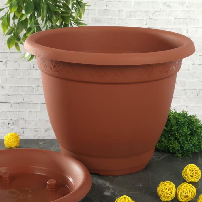 Горшок с поддоном «Борнео», 7,8 л, цвет терракотовый Горшок с поддоном «Борнео», 7,8 л, цвет терракотовый