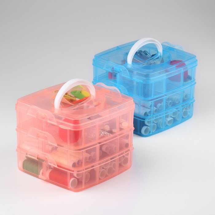 Швейный набор, 75 предметов, в трёхъярусном боксе, 16 × 15 × 12,5 см, цвет МИКС Швейный набор, 75 предметов, в трёхъярусном боксе, 16 × 15 × 12,5 см, цвет МИКС