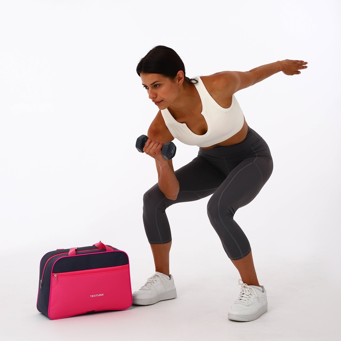Сумка спортивная женская, TEXTURA, маленький размер, цвет серый/розовый Сумка спортивная женская, TEXTURA, маленький размер, цвет серый/розовый