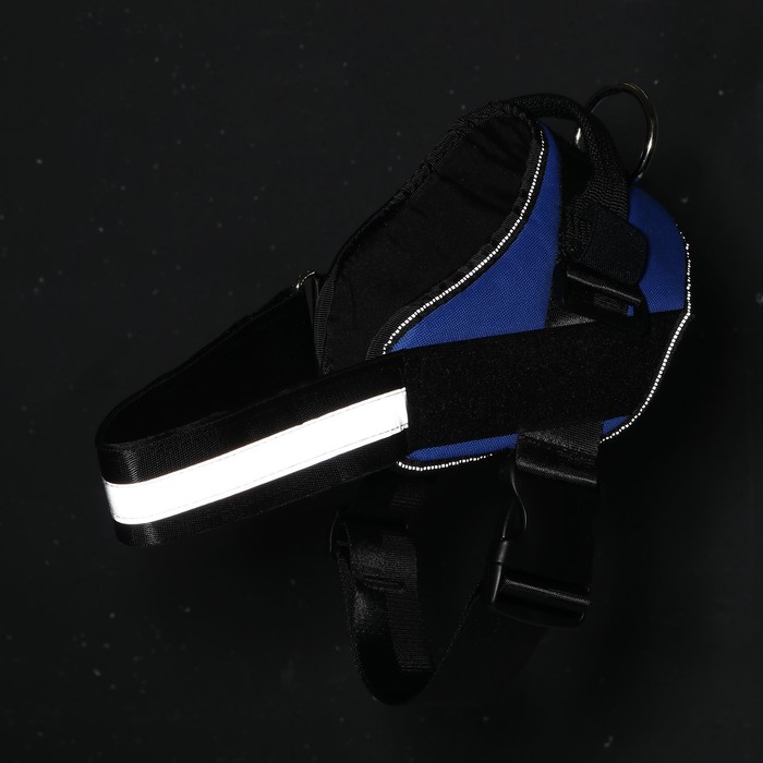 Шлейка К9 мягкая светоотражающая, размер L, ОГ 68-80 см, вес 17,5-32,5 см, синяя Шлейка К9 мягкая светоотражающая, размер L, ОГ 68-80 см, вес 17,5-32,5 см, синяя