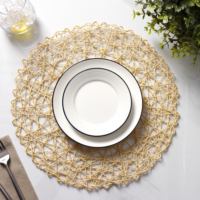 Салфетки сервировочные на стол Доляна «Одуванчик», 4 шт, d=38 см, цвет бежевый Салфетки сервировочные на стол Доляна «Одуванчик», 4 шт, d=38 см, цвет бежевый