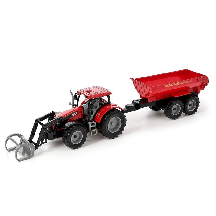 Трактор инерционный «Фермер», с прицепом, масштаб 1:32, МИКС Трактор инерционный «Фермер», с прицепом, масштаб 1:32, МИКС