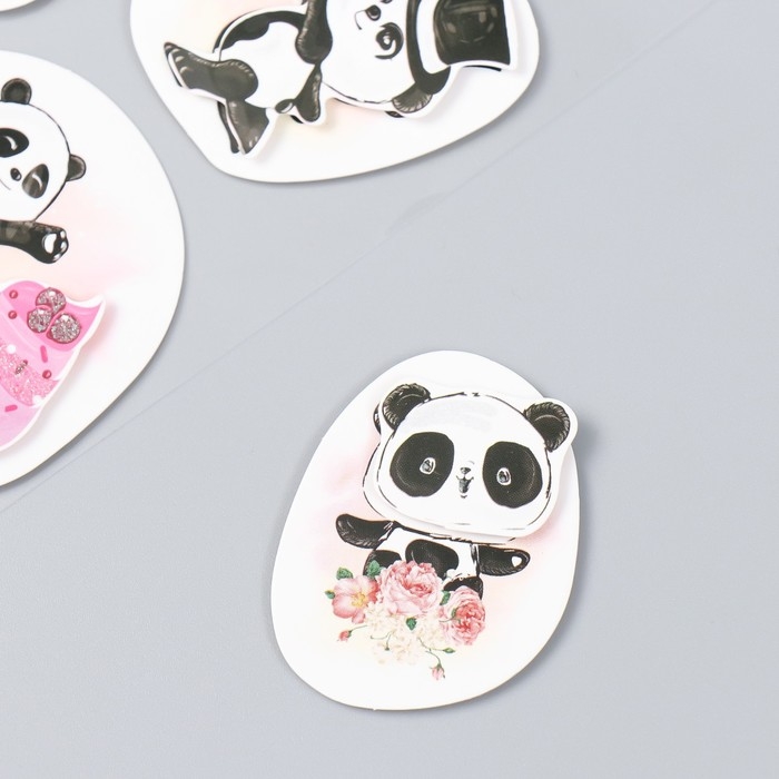 Наклейка картон 2 слоя Наклейка картон 2 слоя "Цветочные панды" 17х12 см