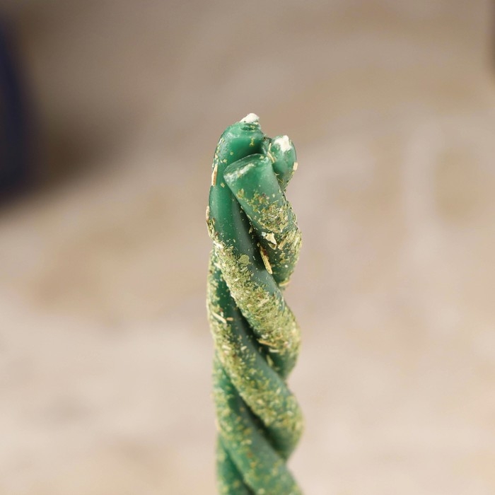 Свеча-скрутка  Свеча-скрутка "Стабильный доход" с лавром, иван-чаем и маслом пачули, 16х1,2 см, зеленый