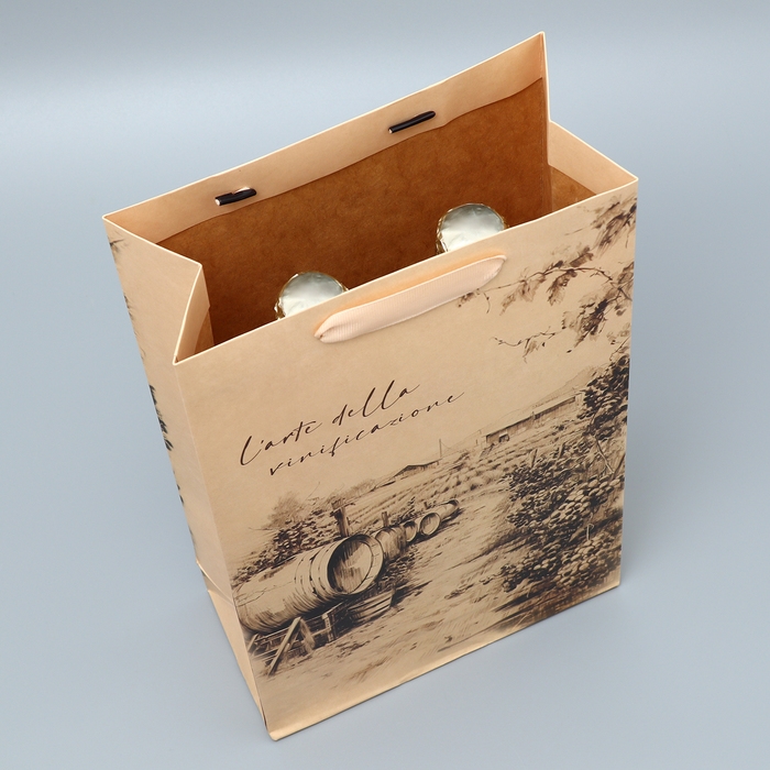 Пакет подарочный под две бутылки, упаковка, Winery, 35 х 20 х 9 см Пакет подарочный под две бутылки, упаковка, Winery, 35 х 20 х 9 см