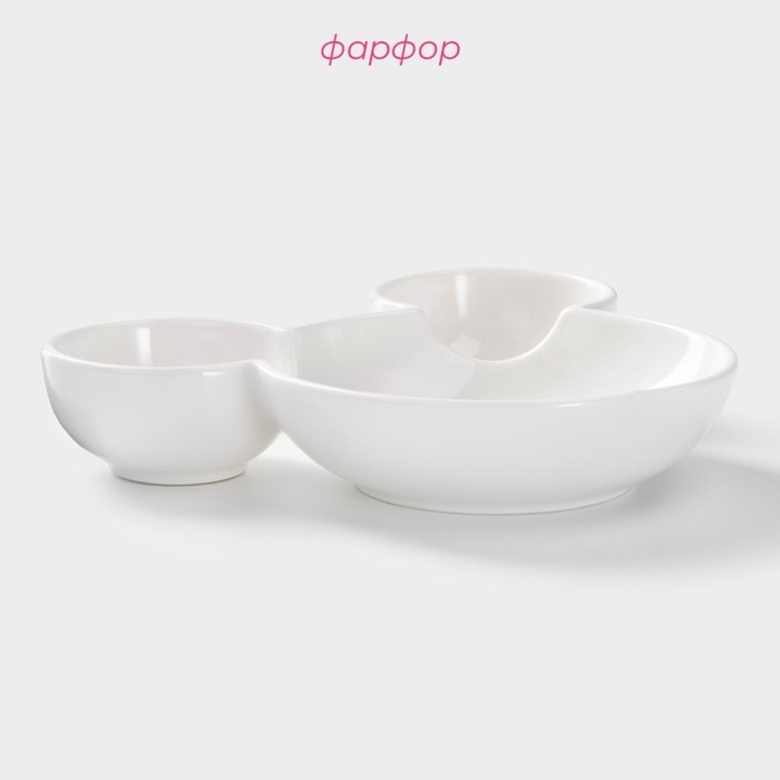 Менажница фарфоровая Доляна «Мишка», 400 мл, 19×13,5 см, 3 ячейки, цвет белый Менажница фарфоровая Доляна «Мишка», 400 мл, 19×13,5 см, 3 ячейки, цвет белый