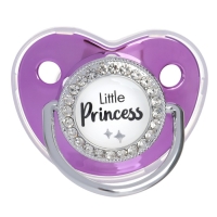 Соска - пустышка силиконовая ортодонтическая «LITTLE PRINCESS», от 12 мес., с колпачком, цвет розовый/серебро, стразы