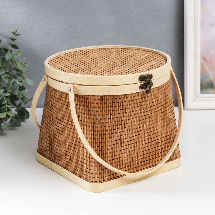 Шкатулка бамбук Шкатулка бамбук "Кузовок" с ручками 18х20х22 см