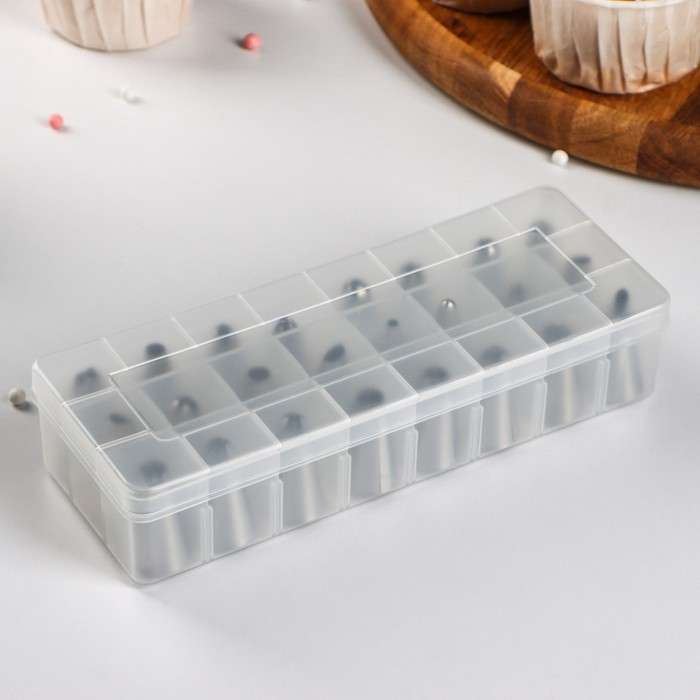 Набор насадок кондитерских, d=1,5 см, 24 шт, в кейсе, насадки МИКС Набор насадок кондитерских, d=1,5 см, 24 шт, в кейсе, насадки МИКС