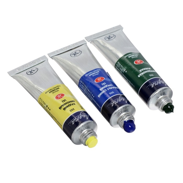 Краска масляная художественная, набор 12 цветов х 18 мл, ЗХК  Краска масляная художественная, набор 12 цветов х 18 мл, ЗХК "Ладога" подарочный, кисти 2 штуки, масло льняное 120 мл, 1241967