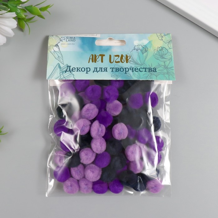 Декор для творчества  Декор для творчества "Помпончики. Фиолетовая дымка" d=1,3 см набор 70 шт