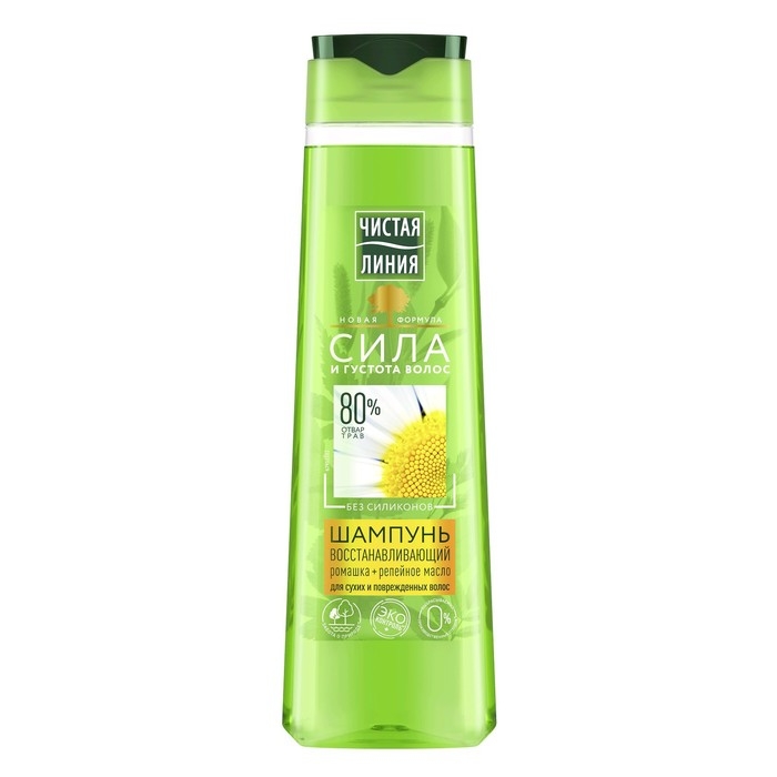 Шампунь для волос Чистая линия «Восстанавливающий», ромашка и репейное масло, 400 мл Шампунь для волос Чистая линия «Восстанавливающий», ромашка и репейное масло, 400 мл