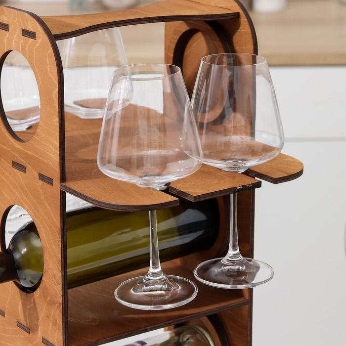 Подставка-минибар под 3 бутылки и 4 бокала, 35×23×48 см Подставка-минибар под 3 бутылки и 4 бокала, 35×23×48 см