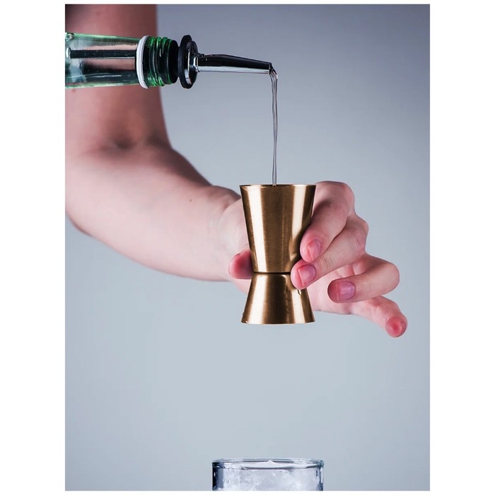 Джиггер барный, двойная стопка 30 и 15 мл, бронза