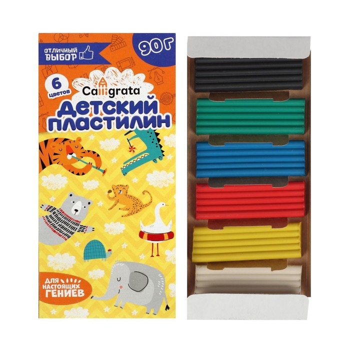 Пластилин Calligrata, 6 цветов, 90 г Пластилин Calligrata, 6 цветов, 90 г