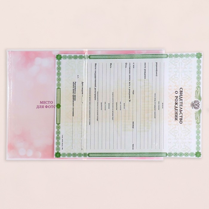 Папка под свидетельство о рождении Папка под свидетельство о рождении "Зайчик" розовый тон, А5