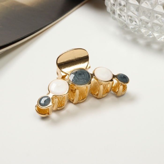 Краб для волос Краб для волос "Эйлат" 4,5 см, бело-серый