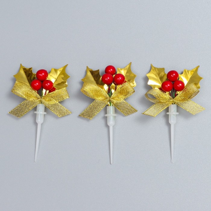 Декор для творчества « Новогодняя веточка», в наборе 3 шт., размер 1 шт. — 8,5 × 4,5 × 1,5 см Декор для творчества « Новогодняя веточка», в наборе 3 шт., размер 1 шт. — 8,5 × 4,5 × 1,5 см