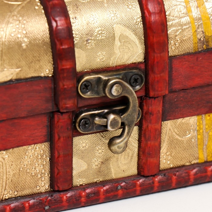 Шкатулка дерево сундучок с ручкой Шкатулка дерево сундучок с ручкой "Вьюнок"золото 8,4х14,5х8,7 см