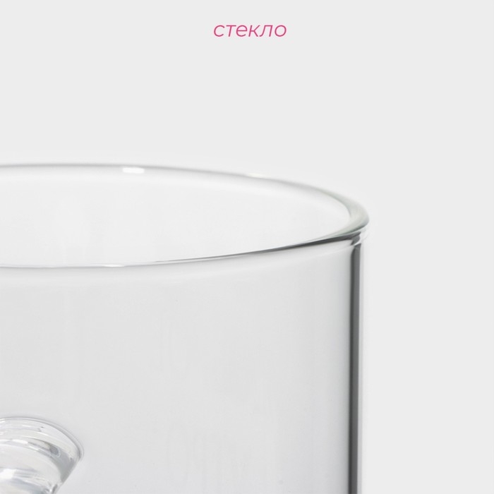 Кружка стеклянная Доляна «Доброе утро», 400 мл, 12×8×10,5 см Кружка стеклянная Доляна «Доброе утро», 400 мл, 12×8×10,5 см