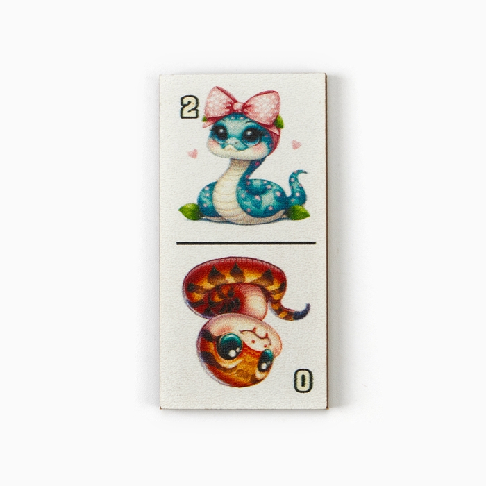 Домино деревянное детское  Домино деревянное детское "Цветные змейки", настольная игра, костяшка 6 х 3 см