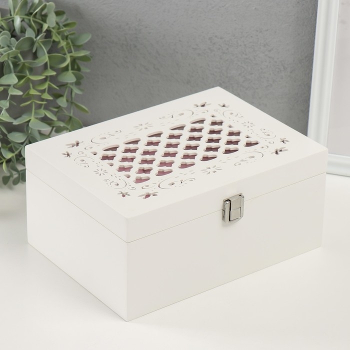 Шкатулка дерево для украшений  Шкатулка дерево для украшений "Белоснежная" 22х16х10 см