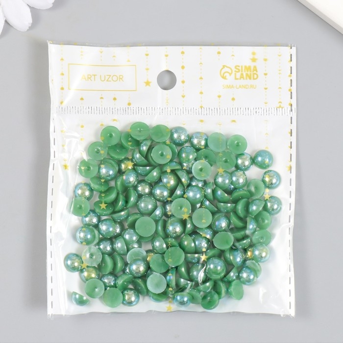 Декор для творчества пластик Декор для творчества пластик "Половинки бусин. Зелёная гамма" 20 гр 0,8х0,8 см