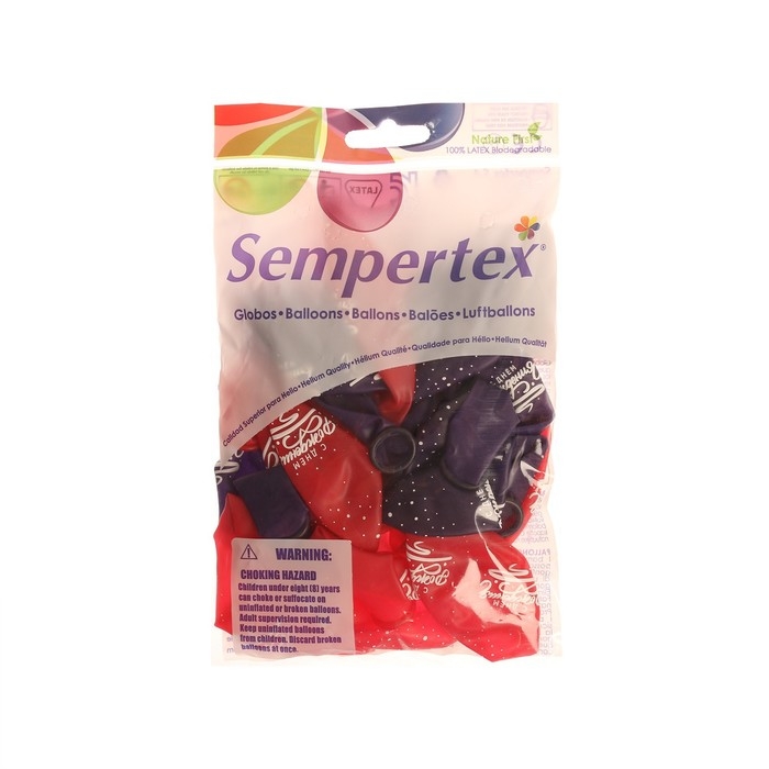 Воздушный шар латексный 12" &laquo;С Днём рождения&raquo;, прозрачный, цвет красный, фиолет., 15 шт.