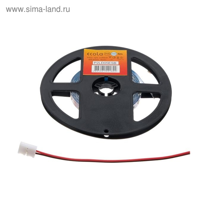 Светодиодная лента Ecola PRO 5 м, IP20, SMD3528, 60 LED/м, 4.8 Вт/м, 12 В, 6000К Светодиодная лента Ecola PRO 5 м, IP20, SMD3528, 60 LED/м, 4.8 Вт/м, 12 В, 6000К