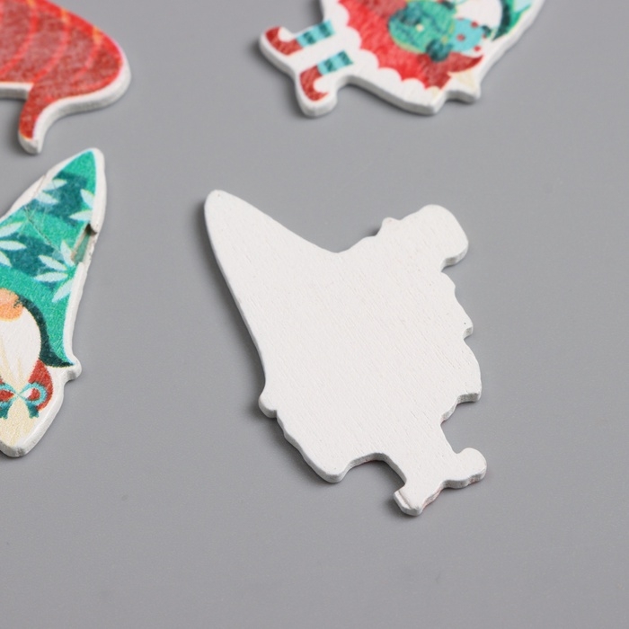 Декор для творчества дерево Декор для творчества дерево "Новогодние гномы" набор 10 шт 3,6х2,3 см