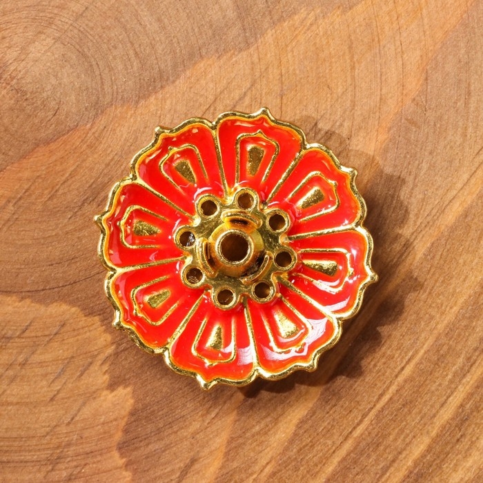 Подставка для любых благовоний "Лотос малый", эмаль красный