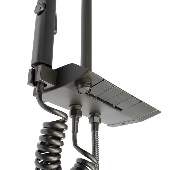 Душевая система ZEIN Z3685, верхняя и ручная лейка, ПВХ шланг, гигиенический набор, графит Душевая система ZEIN Z3685, верхняя и ручная лейка, ПВХ шланг, гигиенический набор, графит