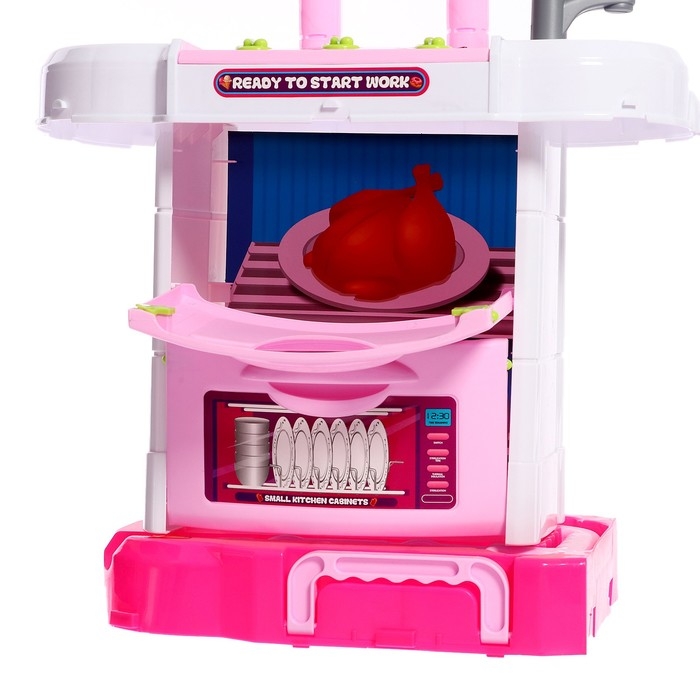 Игровой модуль в чемодане на колёсиках 3 в 1: плита, кухня, чемодан, 43 предмета Игровой модуль в чемодане на колёсиках 3 в 1: плита, кухня, чемодан, 43 предмета