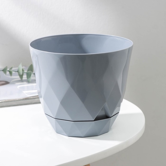 Горшок для цветов с поддоном Laurel, 1,3 л, d=14,5 см, h=12,5 см, цвет серый Горшок для цветов с поддоном Laurel, 1,3 л, d=14,5 см, h=12,5 см, цвет серый