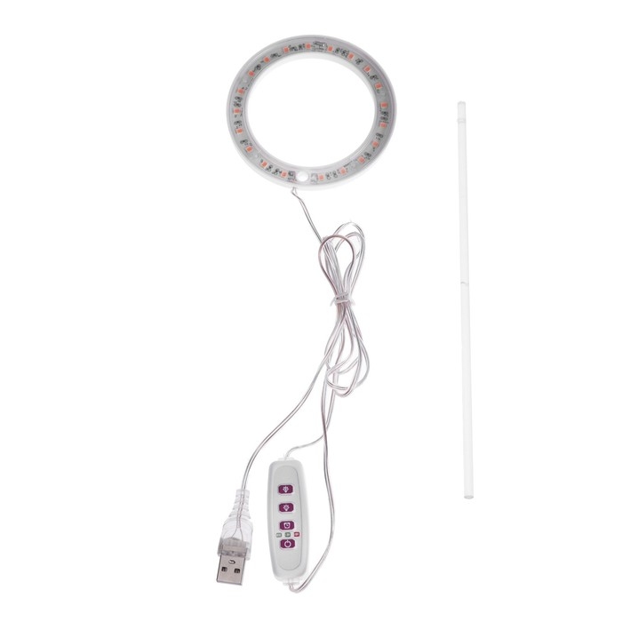 Фитосветильник светодиодный, 2 Вт, 5 В, в горшок, USB, мультиспектральный, 1 круг Фитосветильник светодиодный, 2 Вт, 5 В, в горшок, USB, мультиспектральный, 1 круг