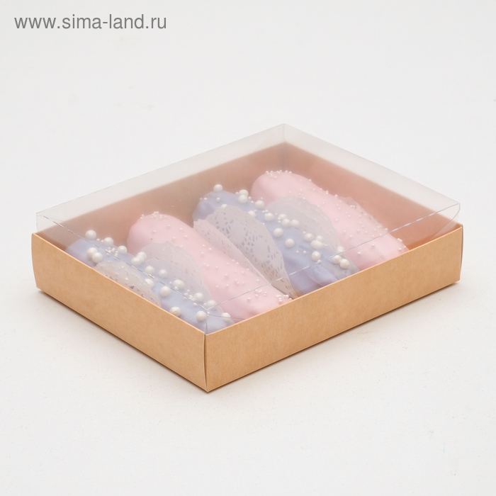 Коробка картонная с прозрачной крышкой, UPAK LAND крафт, 13 х 16 х 4 см