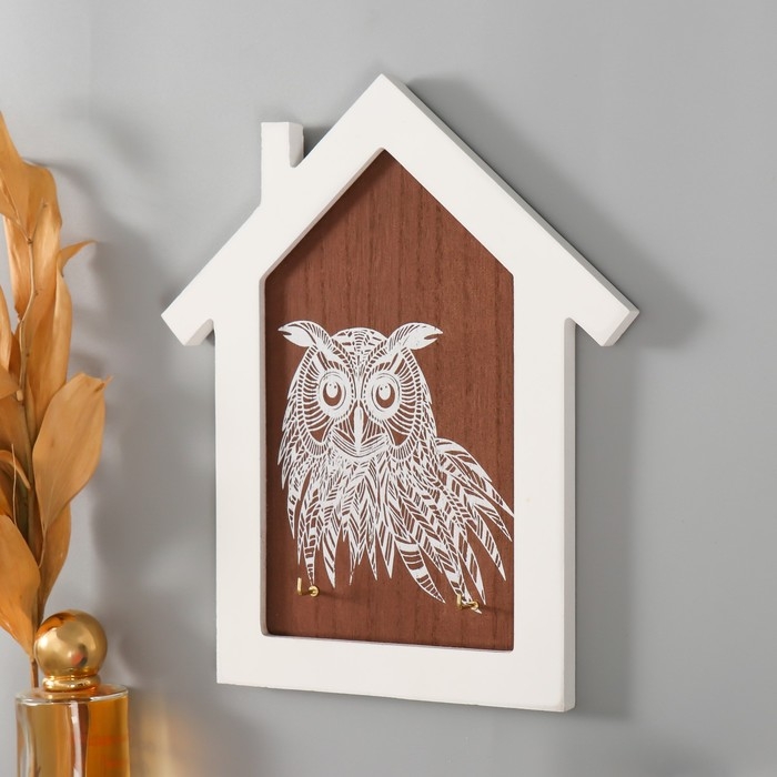 Крючки декоративные дерево Крючки декоративные дерево "Домик с филином" 24х19,5х2 см