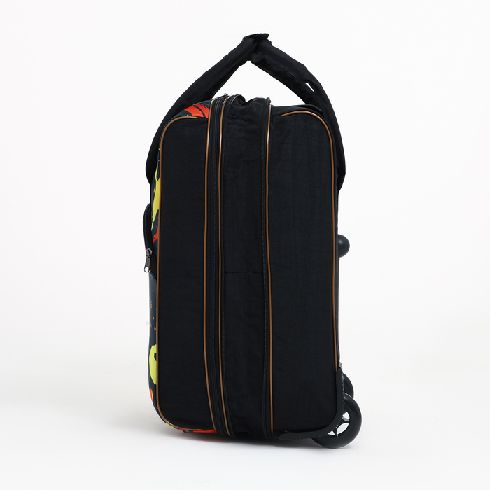 Чемодан малый 37 л (S) с сумкой, отдел на молнии, с расширением, цвет чёрный