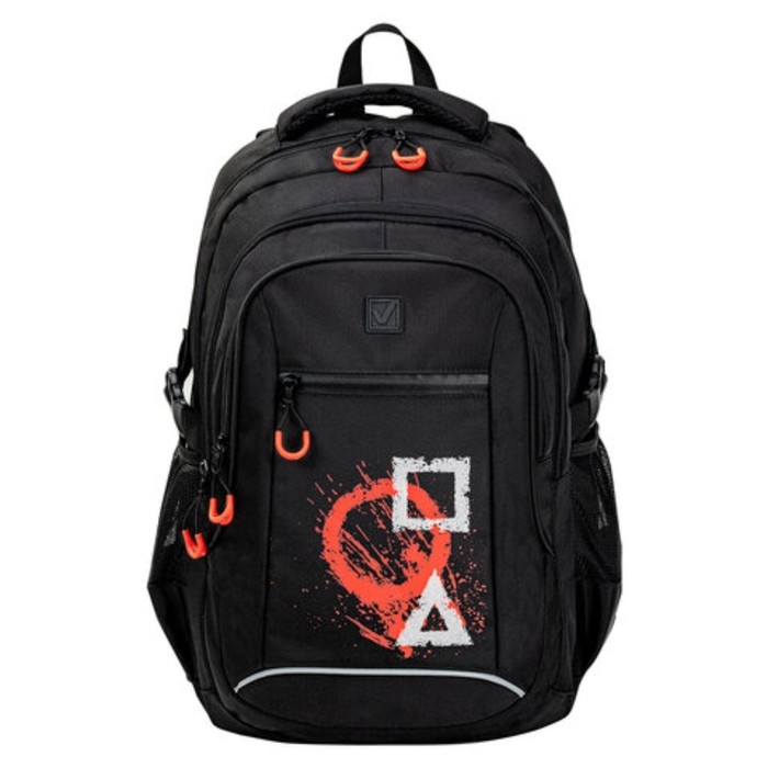 Рюкзак BRAUBERG CONTENT универсальный, 3 отделения, светоотражающий принт,  Рюкзак BRAUBERG CONTENT универсальный, 3 отделения, светоотражающий принт, "Figures", 47х33х18 см, 270765